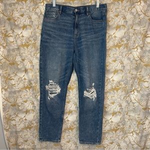 American Eagle Mom Jean Distressed High Rise Jeans Size 10